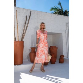 VESTIDO MIDI VISCOSE ESTAMPA CORAL REF: 11131025